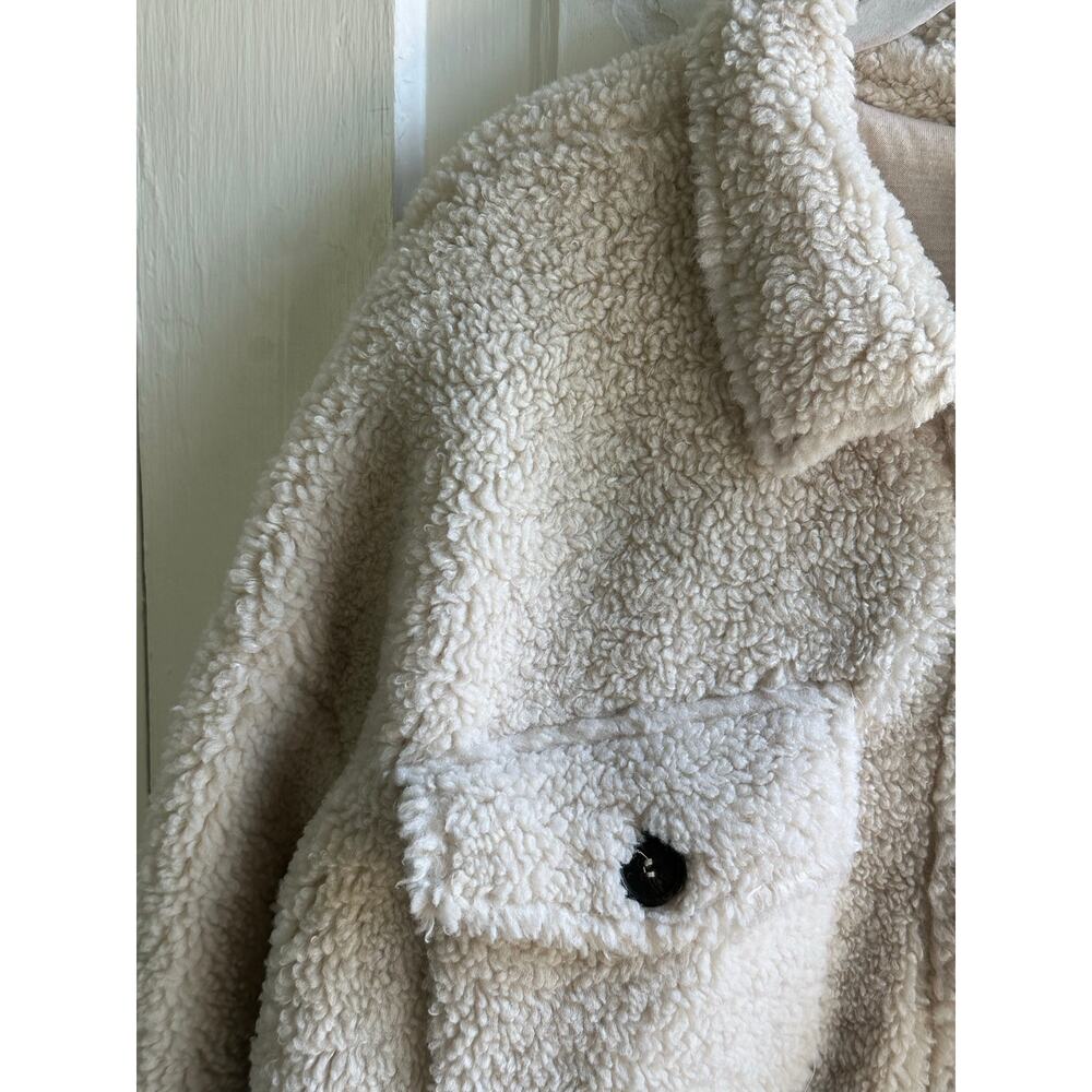 Thread & Supply Cream Sherpa Teddy Fleece Jacket Shacket Size Medium - Picture 5 of 8